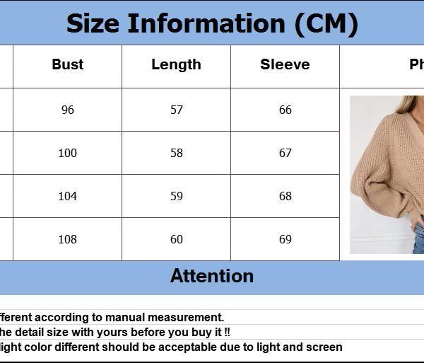 Women Solid Casual Sweater Oversize V Neck Knitted Cardigans 2020 Autumn Warm Loose Lantern Sleeve Single Row Button Female Coat - Takalr