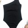 One Shoulder Hollow Out Black One Piece 2021 New Arrival Padded Beach Sexy Swimsuit Female Swimwear Women Monokini - Takalr