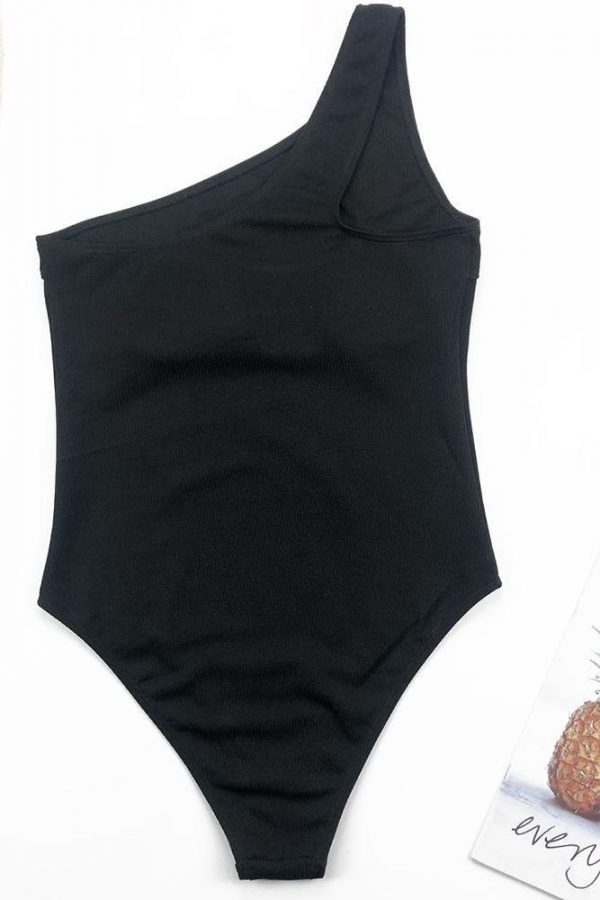 One Shoulder Hollow Out Black One Piece 2021 New Arrival Padded Beach Sexy Swimsuit Female Swimwear Women Monokini - Takalr