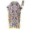 Women's Runway Dresses O Neck Batwing Sleeves Printed Loose Fashion Long Dress Robes