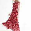 Women's Runway Dresses Lace Up Collar Ruffles Printed Tiered Elegant Casual Designer Dresses Vestido