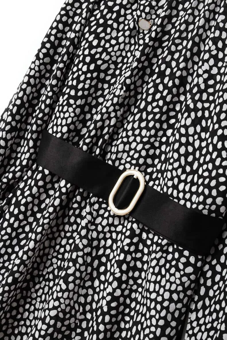100% Natural Silk Women's Shirt O Neck Long Sleeves Dots Printed Asymmetrical Fashion Blouse Tops - Image 12