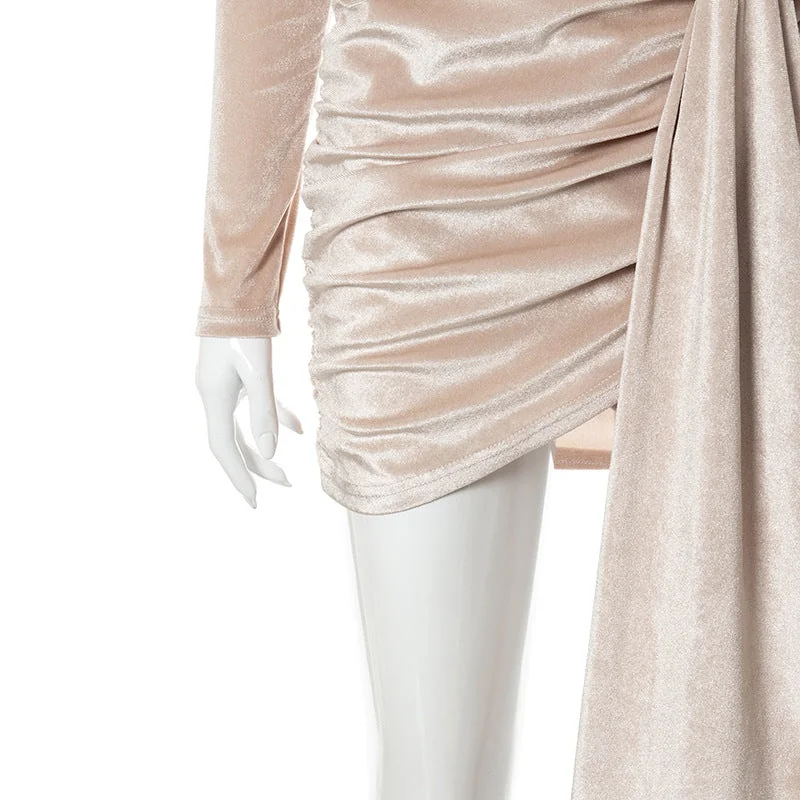 Velvet Sexy Long Sleeve Dresses for Women Party Classy Night Club Outfits Deep V Neck Bodycon Mini Dress C85-CI35 - Image 10