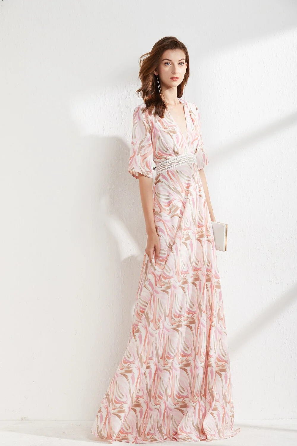 Women's Runway Dresses Sexy V Neck Short Sleeves Printed Elegant Summer Long Floor Length Dress Party Prom - Image 8
