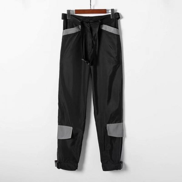 Spring Reflective Cargo Pants Women Casual Harajuku BF Reflective SweatPants  Women Loose Solid Black Trousers Pocket - Takalr