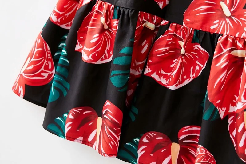 Women's Runway Dresses Sexy Spaghetti Straps Square Neckline Floral Printed Ruffles Fashion Casual Summer Dresses - Image 13