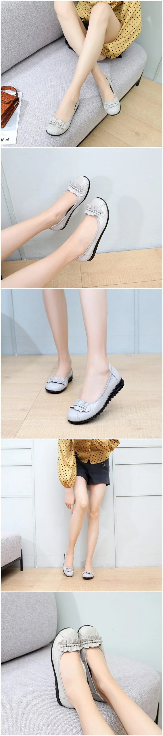 Fashion shoes Women Flats Round Toe Genuine Leather Women's shoes Flat Casual Shoes Woman Large Size - Image 6