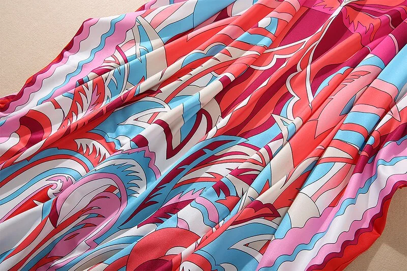 Women's Runway Dresses Slash Neckline Long Batwing Sleeves Printed Loose Design Knitted Elegant Causal Long Dresses Robes - Image 15
