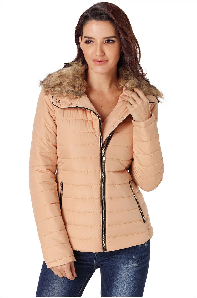 Winter Imitation Collar Long-sleeved Cotton Jacket Women Zippered Clothes - Image 16