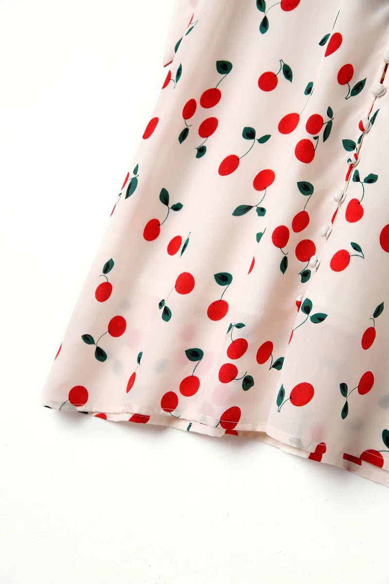 100% Silk Women's Runway Summer Dresses Sexy V Neck Short Sleeves Lace Up Printed Fashion Casual Short Dresses - Image 10
