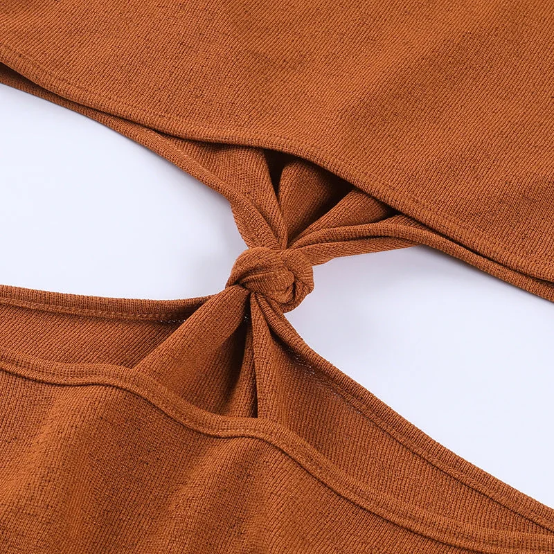 Sexy Twist Front Cutout Long Sleeve Bodycon Dresses for Women Fall Winter Fashion Elegant Knit Maxi Dress C66CI33 - Image 23