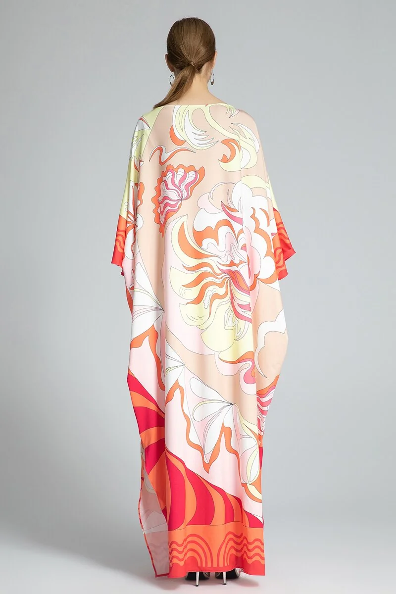 Women's Runway Dresses O Neck Batwing Sleeves Knitted Printed Elegant Long Autumn Robes Dresses Vestidos - Image 7
