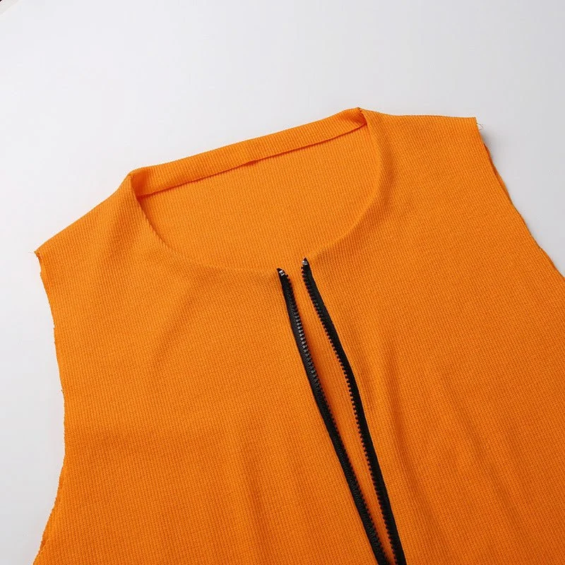 Sexy Zip Up Sleeveless Bodycon Dress Fashion Elegant Solid Ribbed Knitted Long Dresses for Women Fall C76-CC26 - Image 8