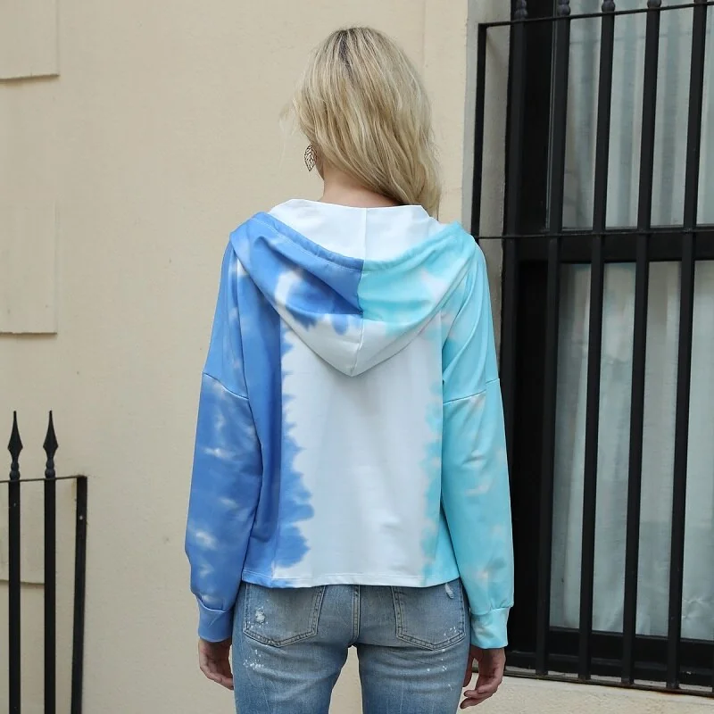 Hoodies Women Fashion Tie Dye Print Sweatshirt Oversized Drawstring Long Sleeve Winter Sport Women Casual Clothes Hoodie - Image 17
