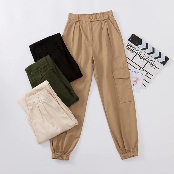 Spring Sports Elastic High Waist Big Pocket Sweatpants Female Streetwear Loose Casual Harem Pants  Women Trousers Plus Size - Takalr