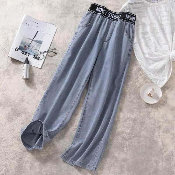 plus size 4XL joggers women's summer  thick female pants high waist jeans women straight straight loose wide leg pants - Takalr