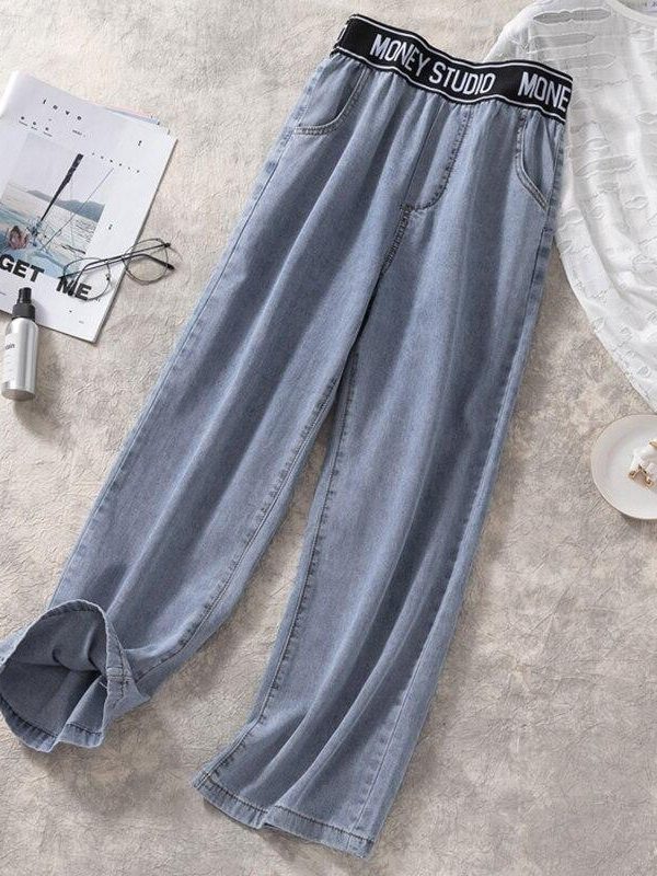 plus size 4XL joggers women's summer  thick female pants high waist jeans women straight straight loose wide leg pants - Takalr