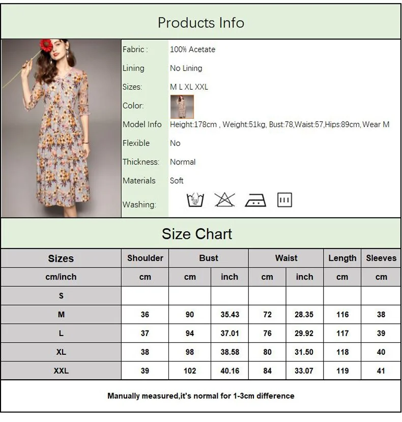 100% Natural Silk Women's Dresses Sexy V Neck Half Sleeves Lace Patchwork Floral Printed Ruffles Fashion Mid Summer Dress - Image 4