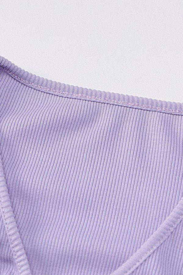 LVINMW V Neck Flare Sleeve Long Drawstring Slim Purple Crop Top Pleated Solid Simple Sweet T Shirts Women Casual Autumn Tops - Takalr