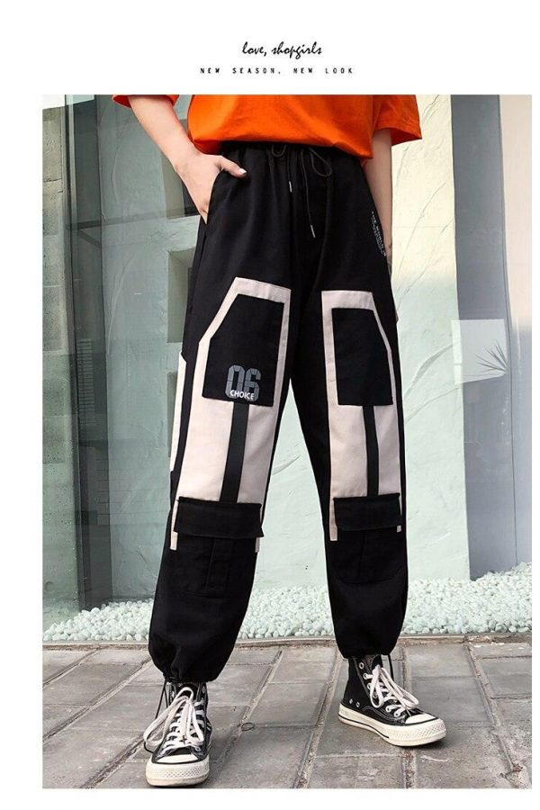 Harajuku Big Pocket Cargo Pants Women High Waist Streetwear Wide leg Casual Pants Women - Takalr