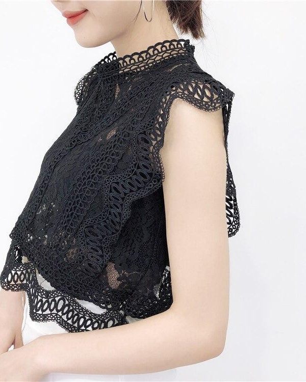 Summer new women's fresh temperament openwork lace top women's solid color wild vest women - Takalr