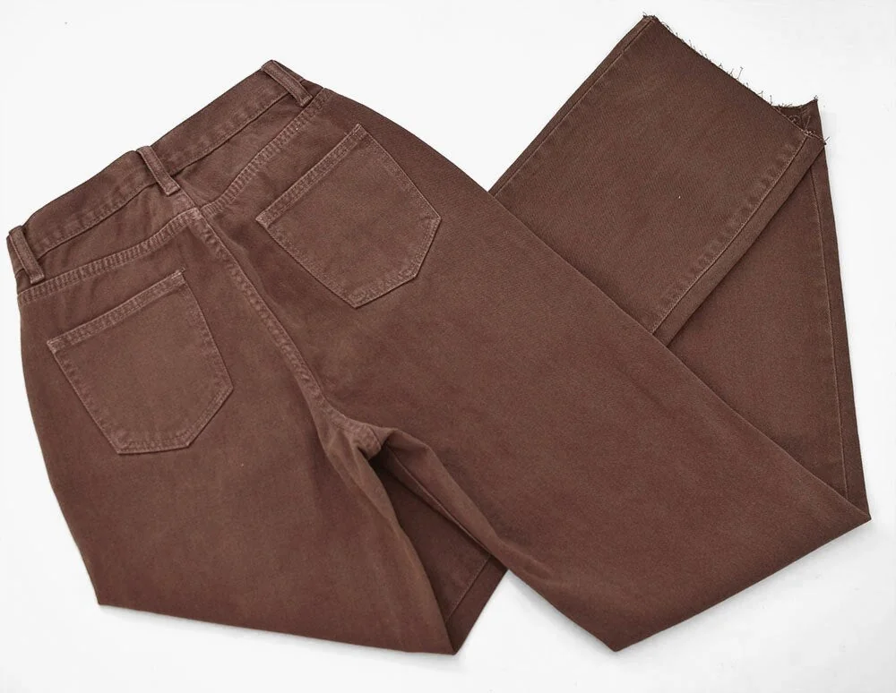High Waist Straight Loose Jeans Chocolate Color Denim Trousers Retro Jeans - Image 18