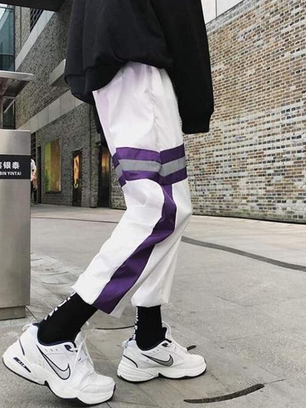 New Hip Hop Reflective pants Harajuku Casual Black Cargo Pants Women Elastic High Waist Pants Streetwear Sweatpants Jogger - Takalr