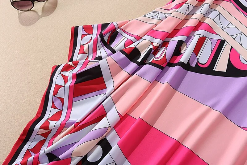 Women's Runway Loose Design Dresses Slash Neckline Batwing Sleeves Multicolor Printed Elegant High Street Maxi Dresses - Image 14