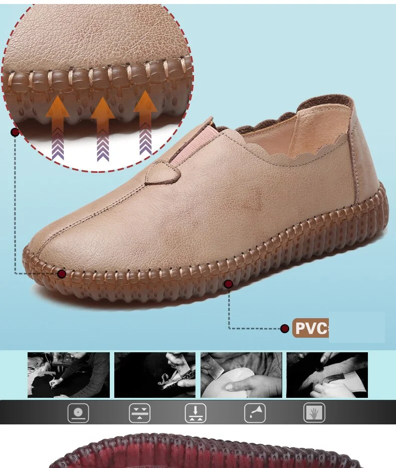Genuine Leather Retro Shoes for Women Slip On Flats Ladies Casual Soft Loafers Female Spring Solid Driving Footwear - Image 5
