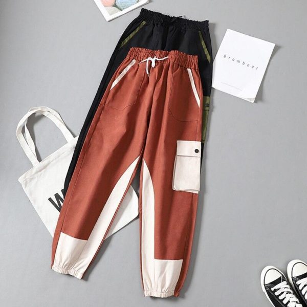 Spring Overalls Female Cargo Pants Loose BF Students High Waist Handsome Sweatpants Summer womens joggers sweatpants - Takalr