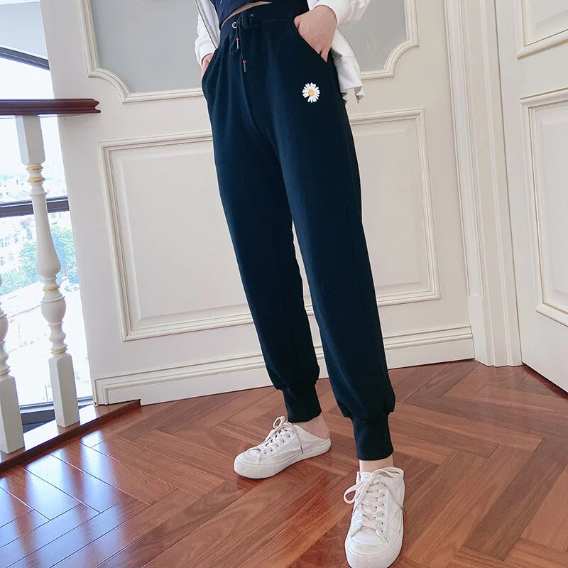 Soft Loose Solid Color Sports Pants Little Daisy Breathable Slim Ankle Length Casual Harem Pants Arrival - Image 4