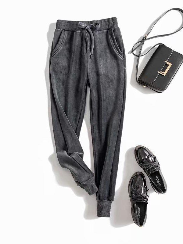 Winter Thick Warm Soft Sweatpants Comfortable Double-sided Velvet Casual Joggers Pants Female  Loose Long Plus Warm Pants - Takalr