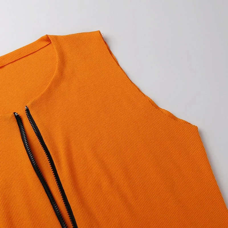 Sexy Zip Up Sleeveless Bodycon Dress Fashion Elegant Solid Ribbed Knitted Long Dresses for Women Fall C76-CC26 - Image 11