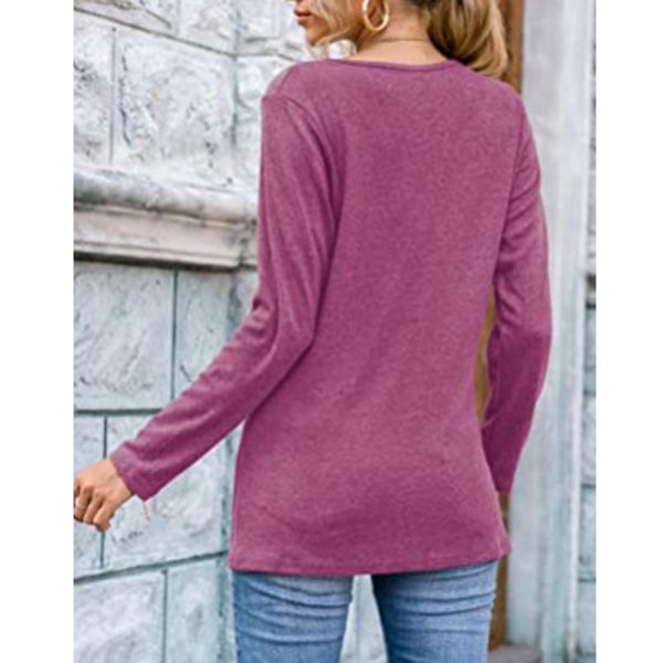 Women V-Neck Solid T-Shirt Loose Long Sleeve Plus Size Shirts Autumn Spring Pullover Tops 2020 Female Cotton Tee Shirts - Takalr