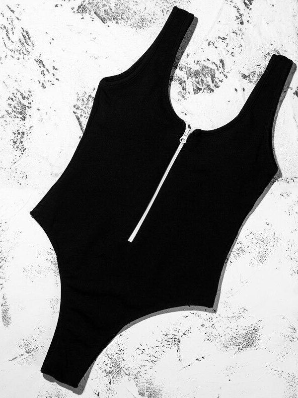 White Swimwear Women 2021 New Arrival Padded Zipper Patchwork Sexy One Piece Swimsuit Female Bathing Suit Monokini - Takalr