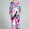 Women's Runway Dresses O Neck Batwing Sleeves Knitted Printed Elegant Long Autumn Robes High Street Casual Vestidos