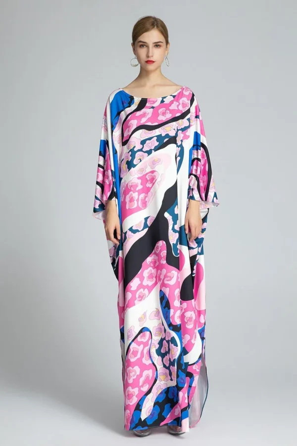 Women's Runway Dresses O Neck Batwing Sleeves Knitted Printed Elegant Long Autumn Robes High Street Casual Vestidos