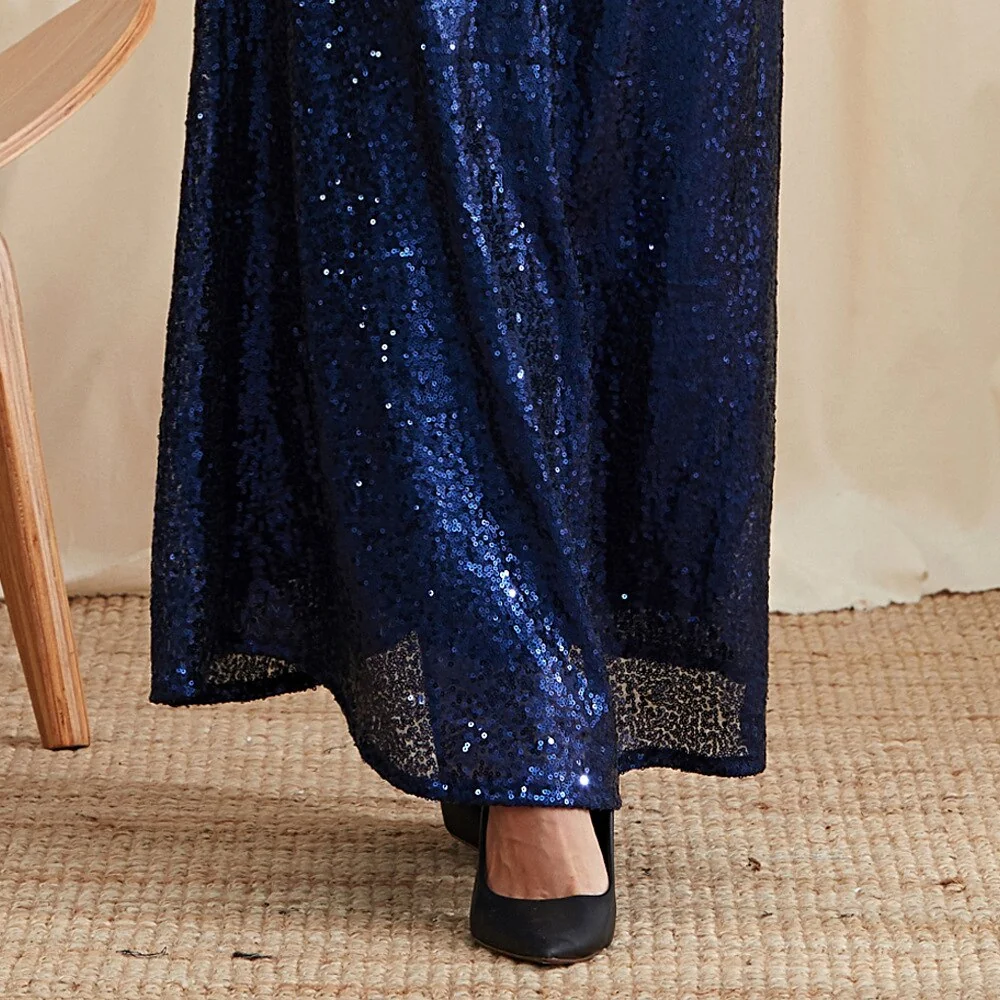 Women's Party Dresses O Neck Short Sleeves Tassels Sequined Patchwork Elegant Long Prom Dresses - Image 14
