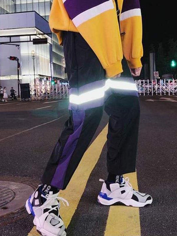 New Hip Hop Reflective pants Harajuku Casual Black Cargo Pants Women Elastic High Waist Pants Streetwear Sweatpants Jogger - Takalr