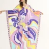 Women's Runway Dresses O Neck Batwing Sleeves Printed Loose Deisgn Plus Sizes Holiday Knitted Long Maxi Dresses