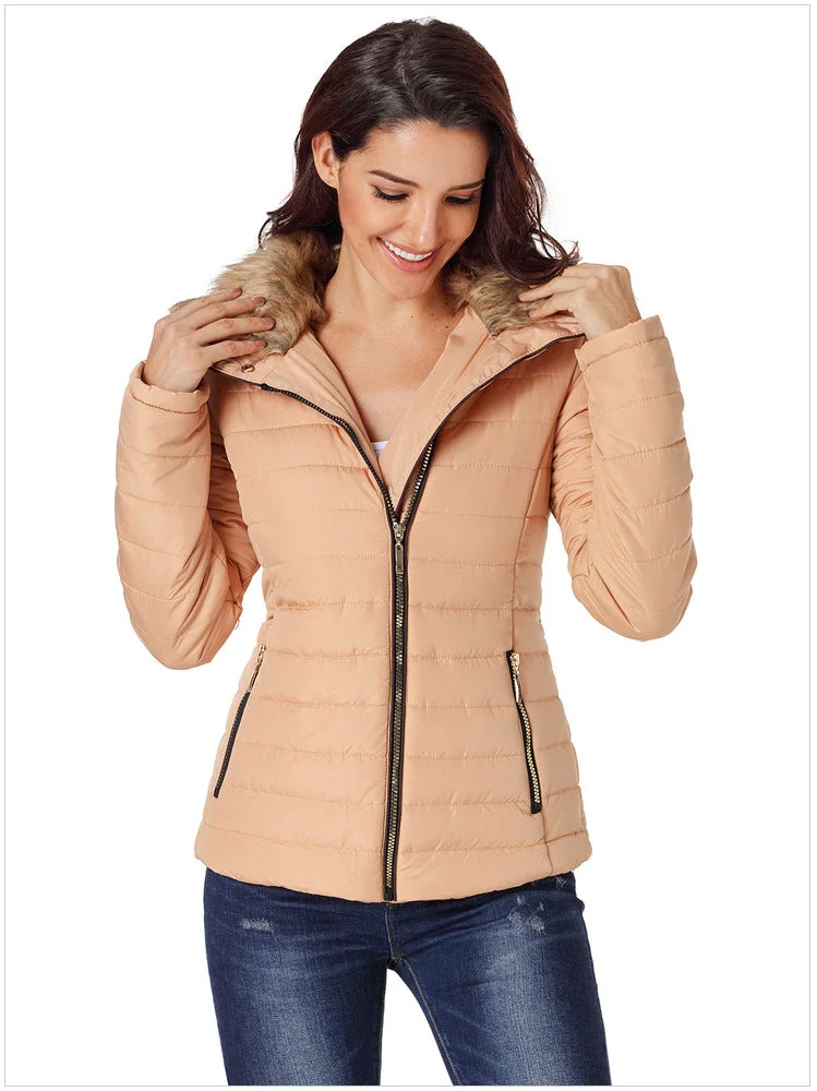 Winter Imitation Collar Long-sleeved Cotton Jacket Women Zippered Clothes - Image 17