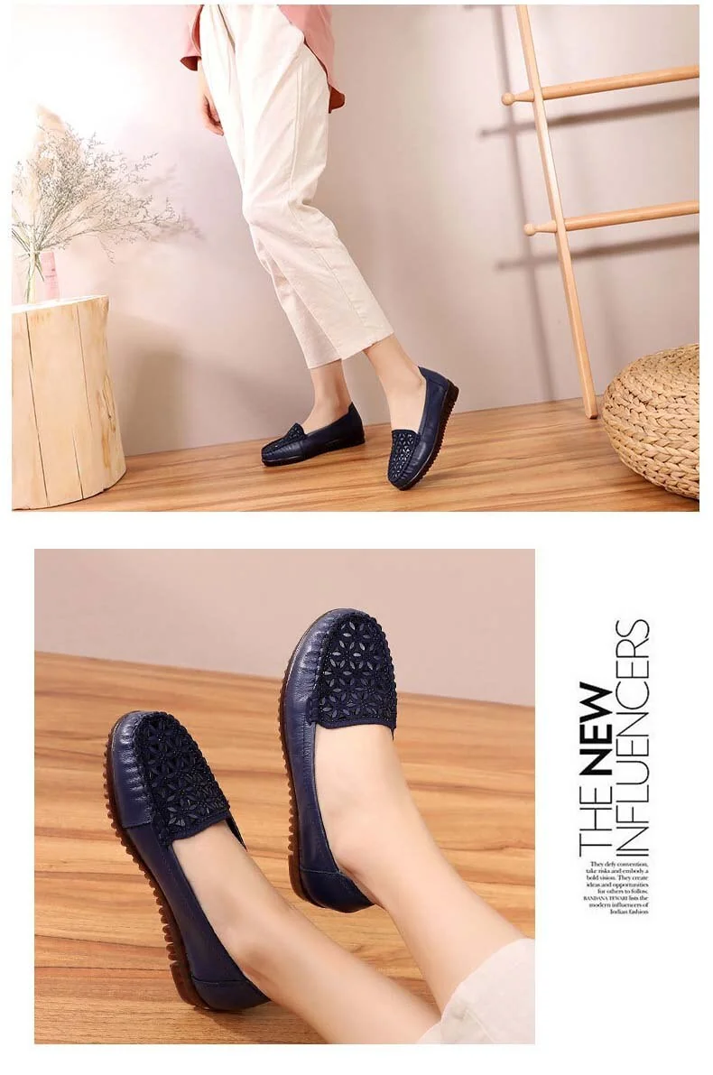 Soft Genuine Leather Flat Shoes Women Flats with Crystal Ladies Shoes Women Designers Loafers Slip On - Image 4