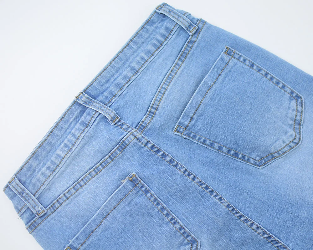 Women High Waist Stretch Jeans Ripped Micro Flare Street Pants - Image 15