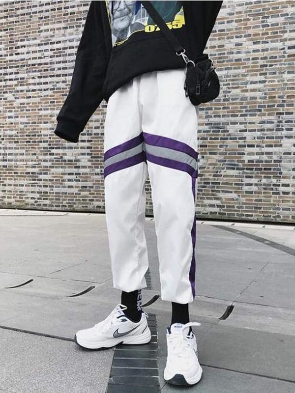 New Hip Hop Reflective pants Harajuku Casual Black Cargo Pants Women Elastic High Waist Pants Streetwear Sweatpants Jogger - Takalr