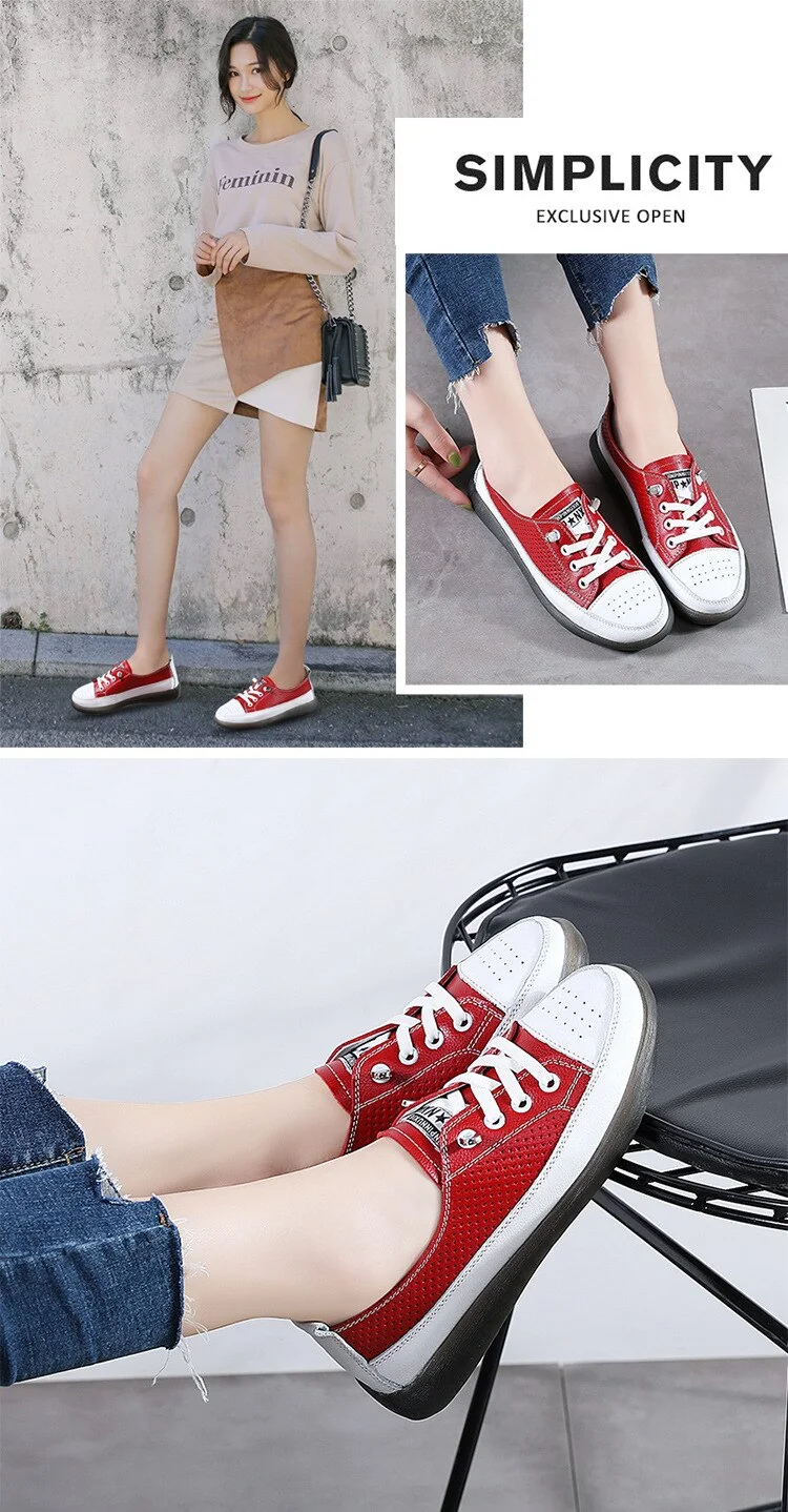 Women's Leather Sneakers Women Casual Fashionable Sports Shoes Vulcanized Woman Summer Flat Shoe Ladies White Lacing 40 - Image 10
