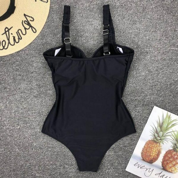 Push Up One Piece Swimsuit Women Swimwear Solid Black Bodysuit Bathers 2021 New Bathing Suits Sexy Summer Beach Wear - Takalr