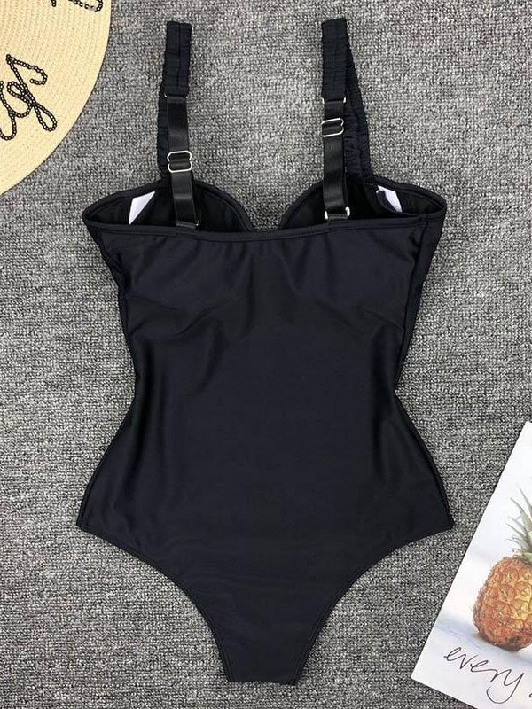 Push Up One Piece Swimsuit Women Swimwear Solid Black Bodysuit Bathers 2021 New Bathing Suits Sexy Summer Beach Wear - Takalr