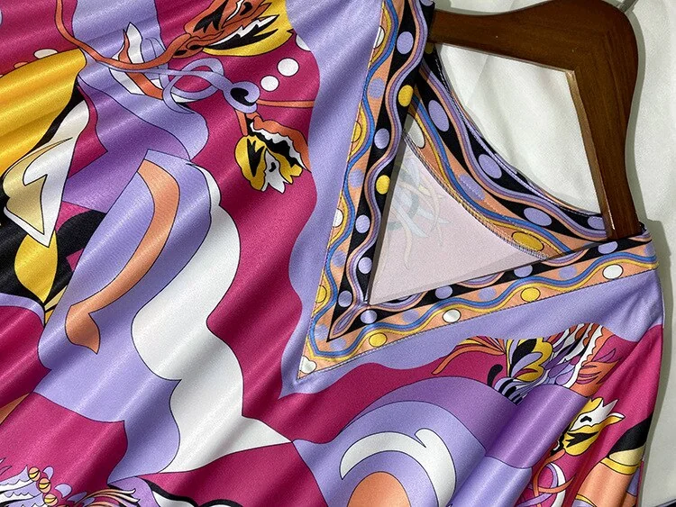 Women's Runway Dresses O Neck Batwing Sleeves Printed Loose Design Fashion Long Robes with Belt - Image 3