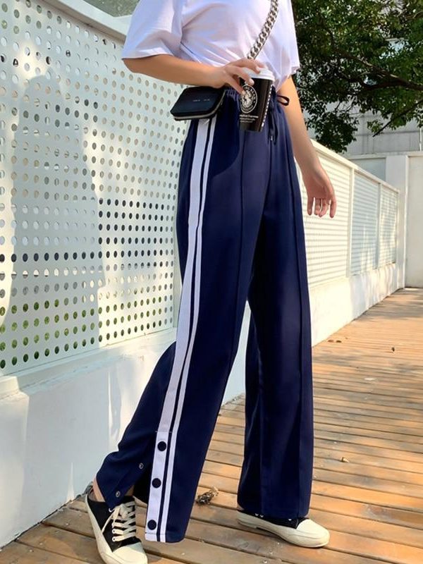 Spring Split Wide Leg Pants Straight  Pants Female Student Wide Leg Pants Loose Harajuku BF Streetwear Joggers - Takalr