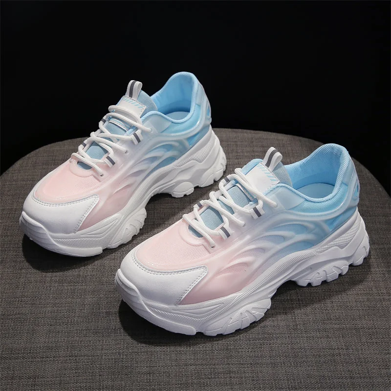 Sneakers Women's New Spring Korean Style Breathable Women Shoes Casual Fashion Gradient Color Platform Sport Shoes - Image 22